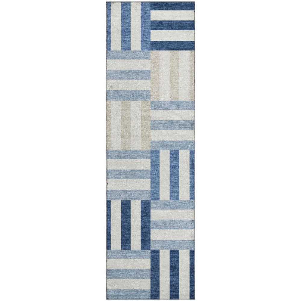 Mayfield Premium Machine Washable Abstract AMF2332 Navy 2 ft. x 7 ft. Runner Rug price history on PriceWatchPro