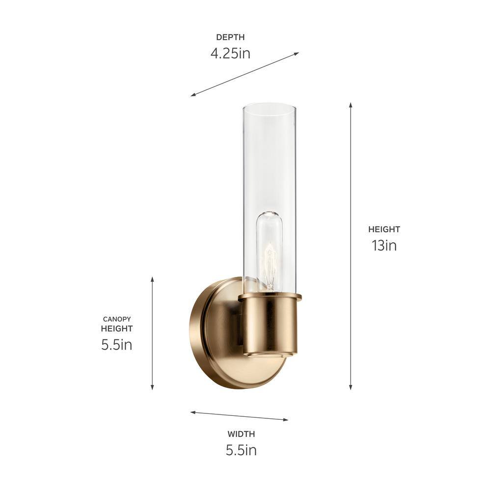 Champagne Bronze Clear Glass Dimmable Wall Sconce