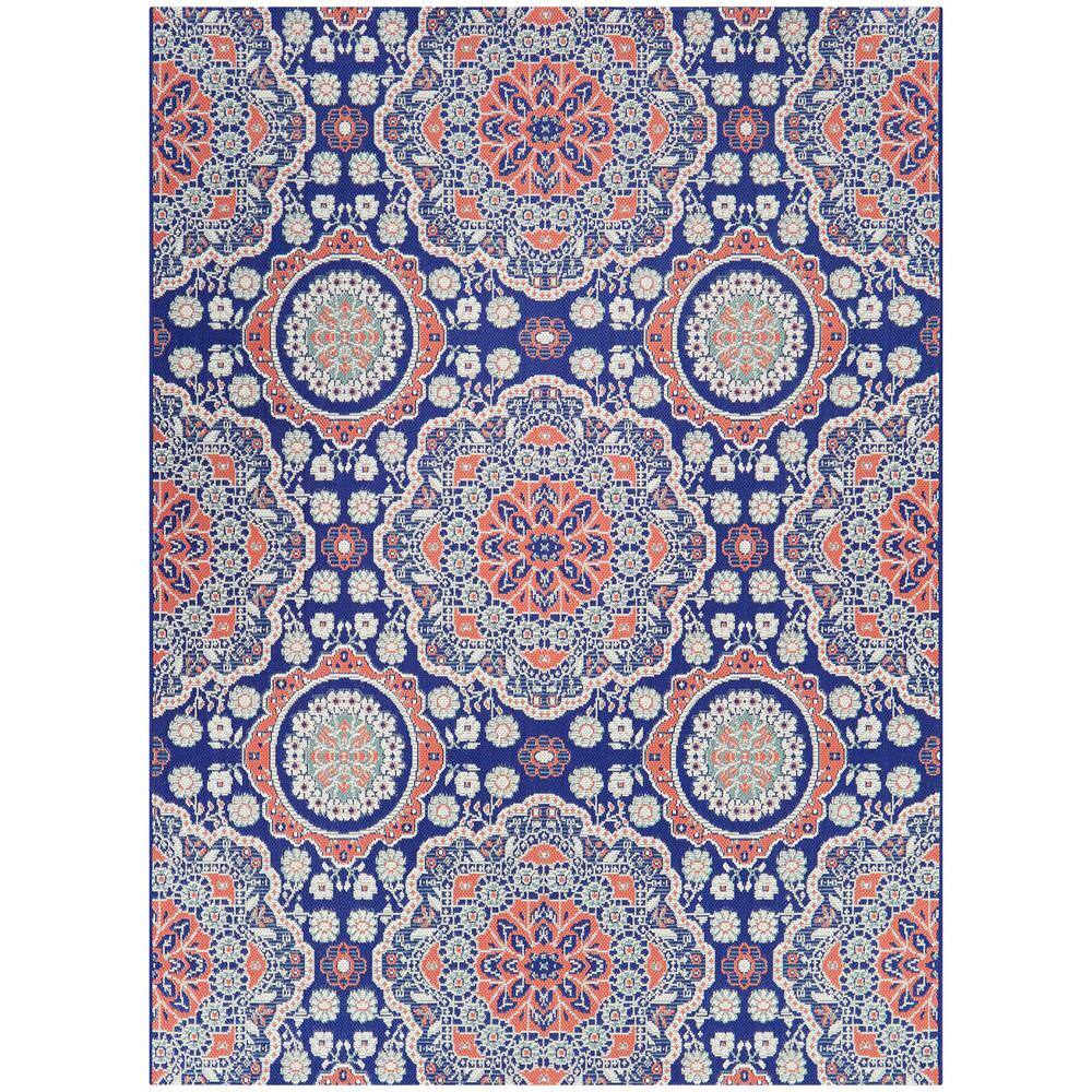 Hampton Bay Blue 9 ft. x 12 ft. Medallion Indoor/Outdoor Area Rug - 1