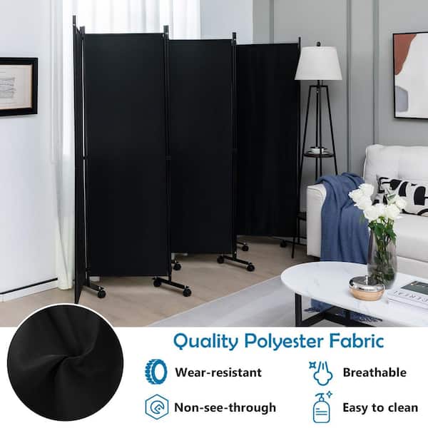 Costway 6-Panel Folding Room Divider 6 ft. Rolling Privacy