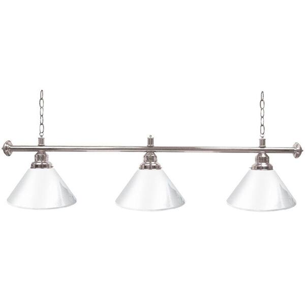 Trademark Global 60 in. Three Shade White and Silver Hanging Billiard Lamp