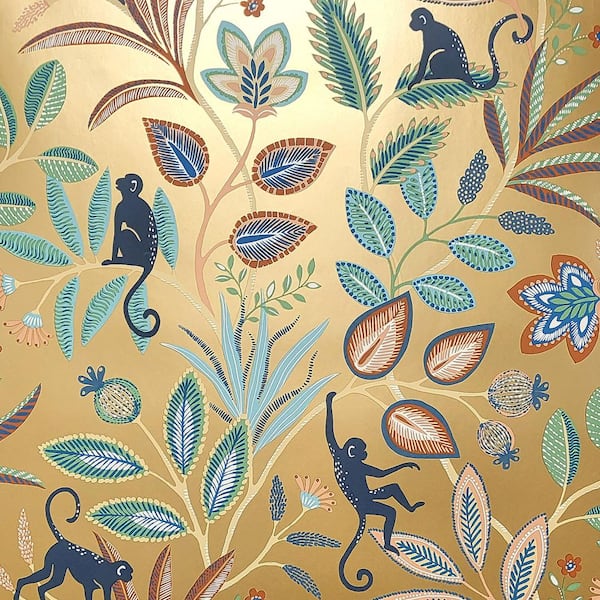 Kenzo Gold Monkey Walk Wallpaper Sample