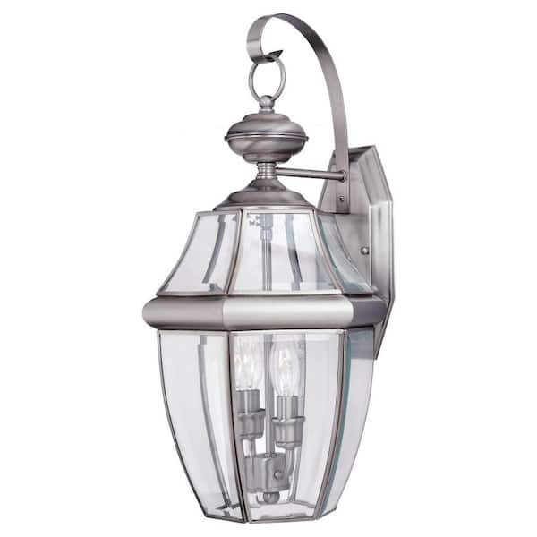 Generation Lighting Lancaster 2-Light Antique Brushed Nickel Traditional Outdoor Wall Lantern Sconce