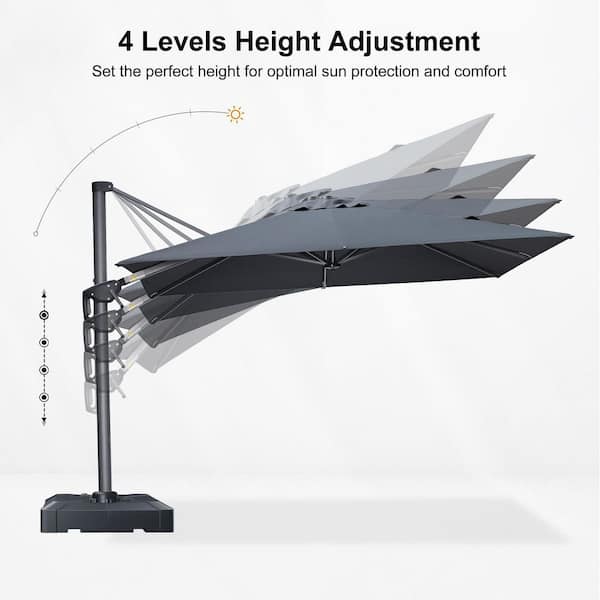 8 ft. Square Patio Umbrella Offset Outdoor Cantilever Umbrella for Poolside with 360° Rotation in Gray