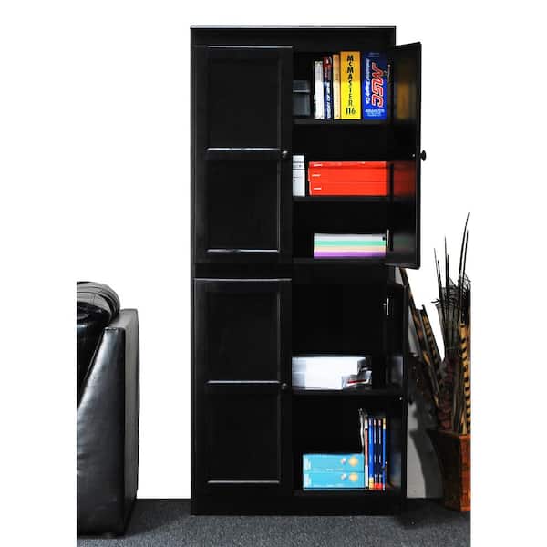 Black 72 Standard Bookcase 5 Adjustable Shelf Home Office Wooden Bookshelf 