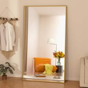 32 in. W x 71 in. H Oversized Rectangle Full Length Mirror Framed Gold Wall Mounted/Standing Mirror large Floor Mirror