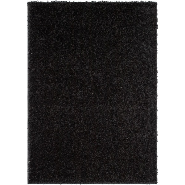 Elle Basics Emerson Solid Shag Black 3 ft. 11 in. x 5 ft. 3 in. Area Rug