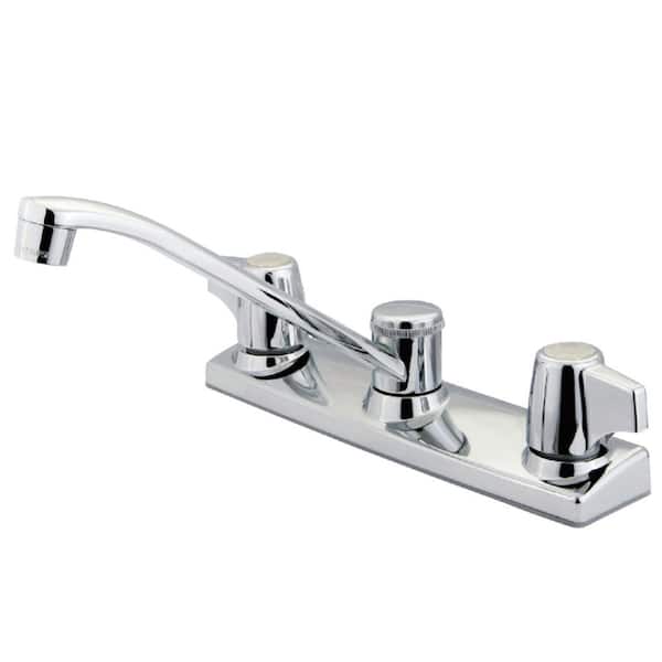 2 Handle Deck Mount Standard Kitchen Faucet with Sprayer inPolished Chrome