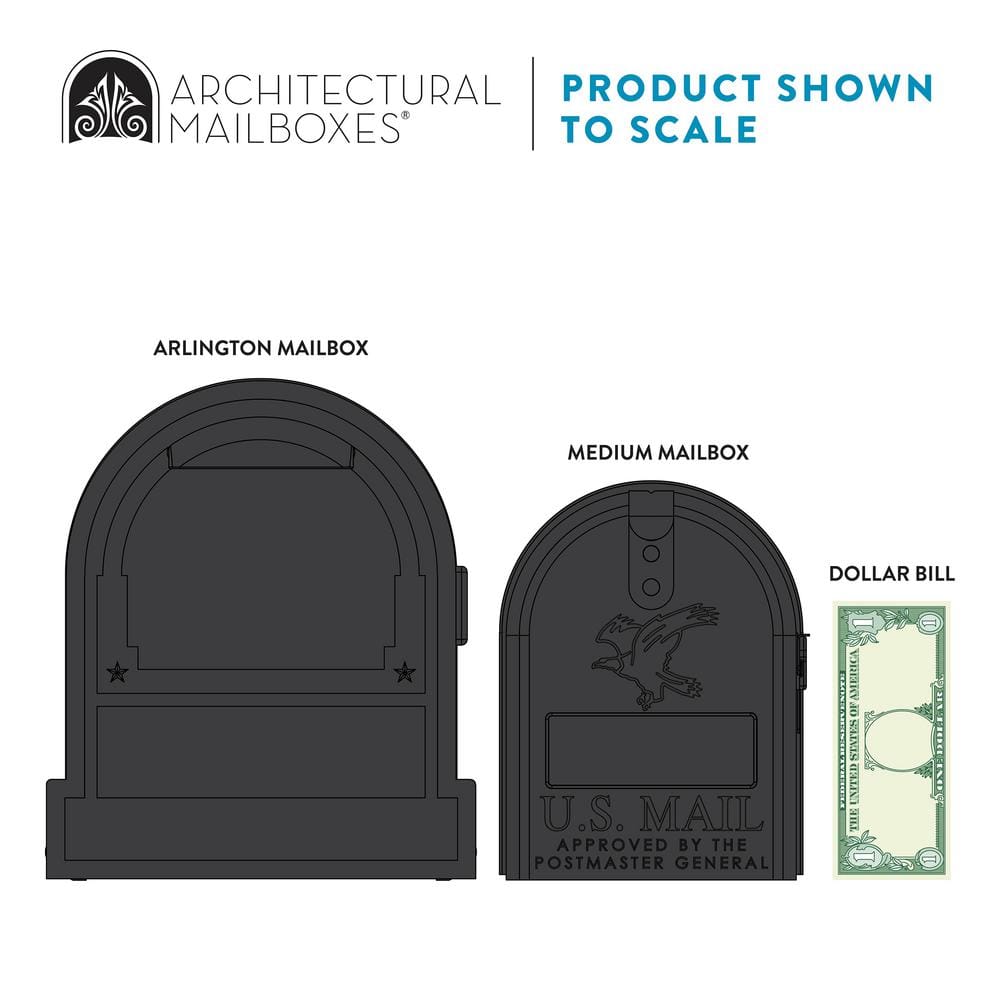 Large Black Powder Coated Steel Post Mount Mailbox