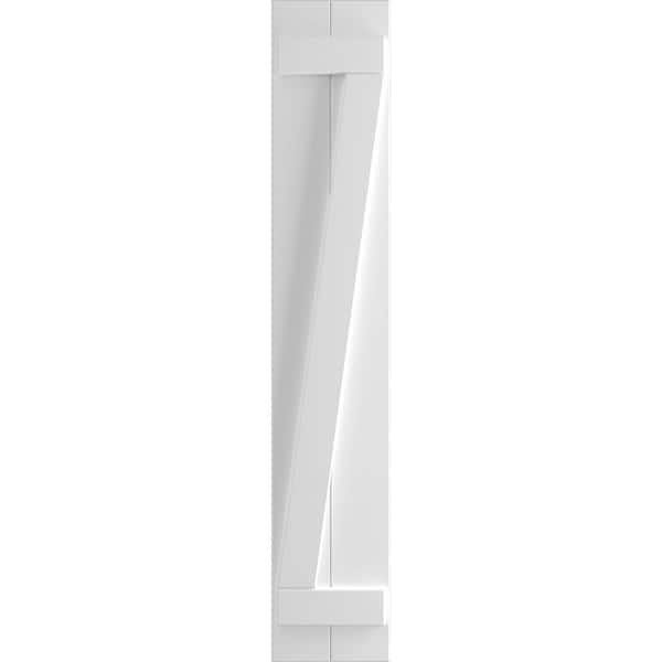 Ekena Millwork 10-3/4 in. x 64 in. True Fit PVC 2-Board Joined Board and Batten Shutters with Z-Bar Pair in White