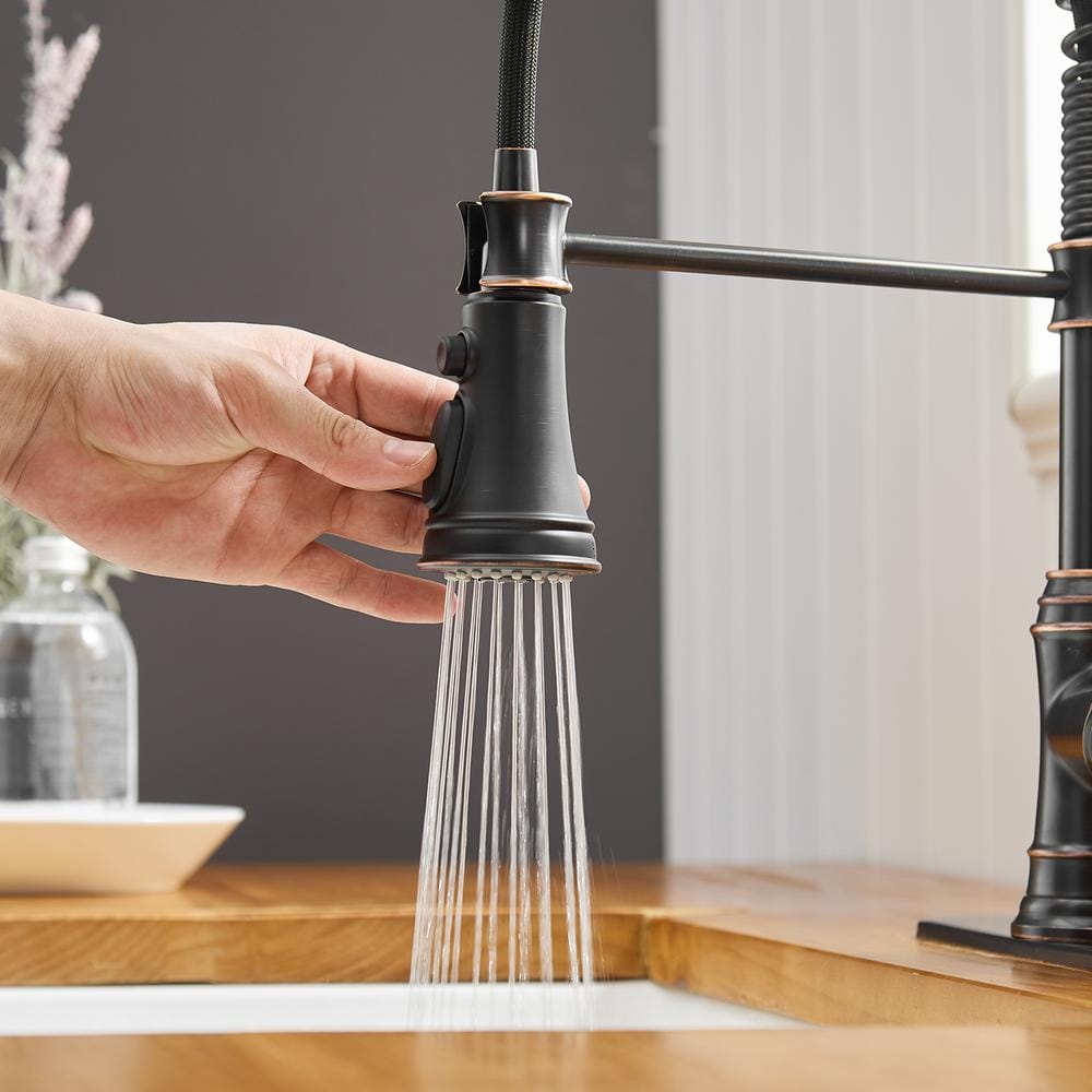 Oil Rubbed Bronze Pull-Down Kitchen Faucet with Spray