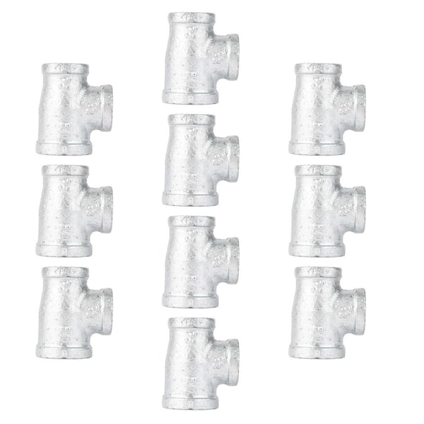 PIPE DECOR 3/4 in. x 1/2 in. x 1/2 in. Galvanized Iron FPT x FPT x FPT Reducing Tee Fitting (10-Pack)