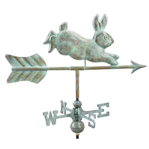 Rabbit Cottage Weathervane - Blue Verde Copper with Roof Mount