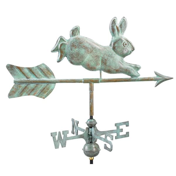 Good Directions Rabbit Cottage Weathervane - Blue Verde Copper with Roof Mount