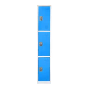 629-Series 72 in. H 3-Tier Steel Key Lock Storage Locker Free Standing Cabinets for Home, School, Gym in Blue