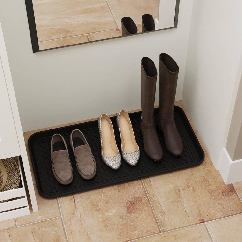 Black Rectangular Polypropylene Waterproof Outdoor Doormat