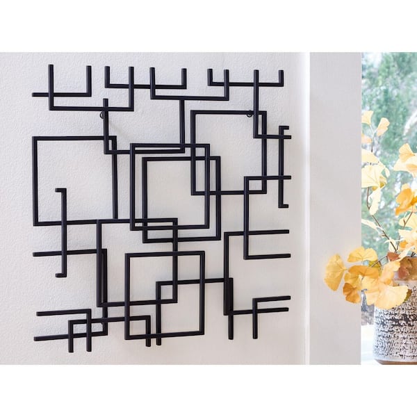 Aadanton 26 in. x 26 in. Black Metal Work