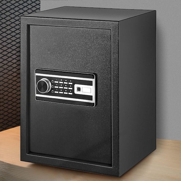 Safe Box 2.1 cu. ft. Q235 Steel Safe Box for Storing Cash, Fingerprint Safe Box for Money with 2 Keys and Digital Keypad