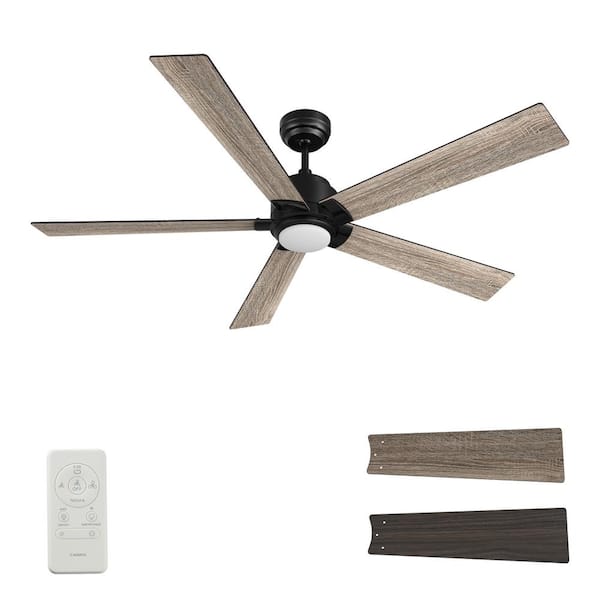 CARRO Aspen II 56 in. Dimmable LED Indoor/Outdoor Black Smart Ceiling Fan with Light and Remote, Works with Alexa/Google Home