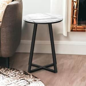 15.75 in. White Round MDF End Table