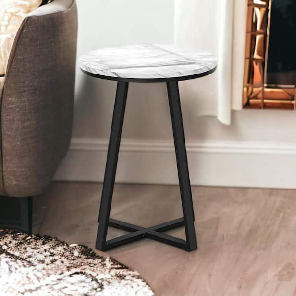 HomeRoots 15.75 in. White Round MDF End Table