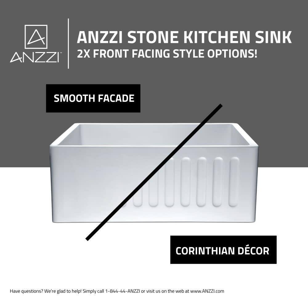 Glossy White Stone Single Bowl Farmhouse Kitchen Sink
