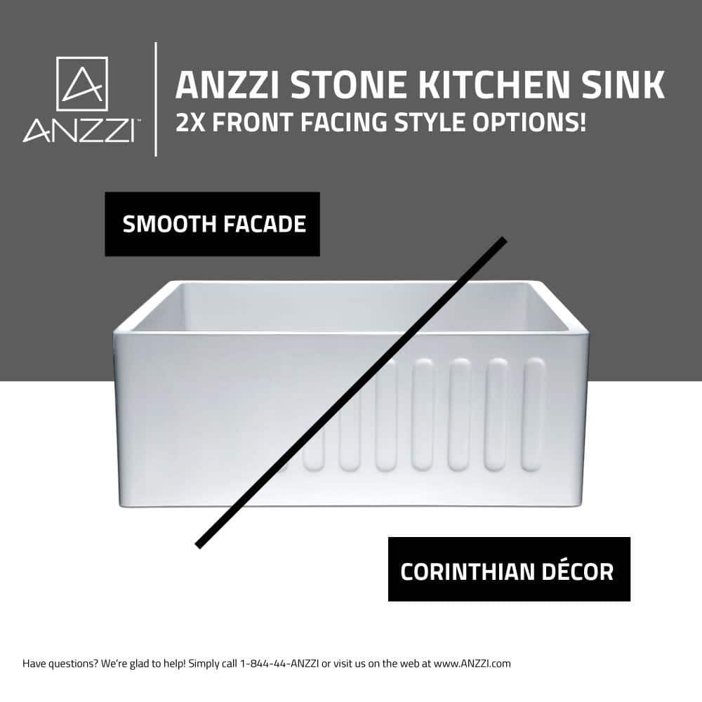 Matte White Stone Farmhouse Single Bowl Kitchen Sink