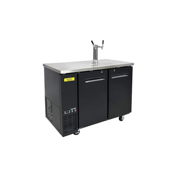 Dual Tap Two 1/2 Barrel Keg Kegerator with Single Tower Brew Fridge Cooler Beer Dispenser EUD48 Black