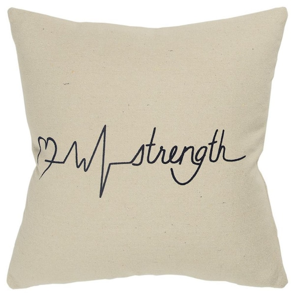 HomeRoots Natural Solid Polyester 20 in. x 20 in. Throw Pillow