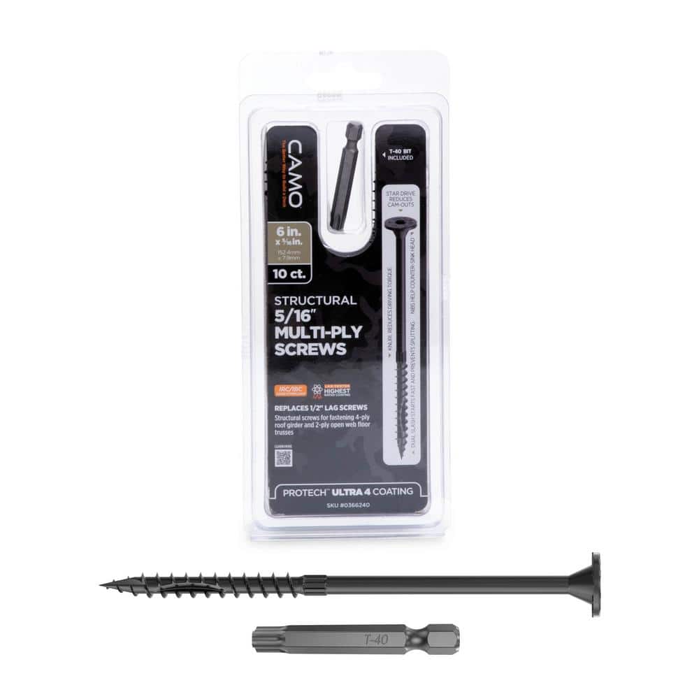 5/16 in. x 6 in. Star Drive Flat Head Multi-Purpose + Multi-Ply Structural Wood Screw - Exterior Coated (10-Pack) price history on PriceWatchPro