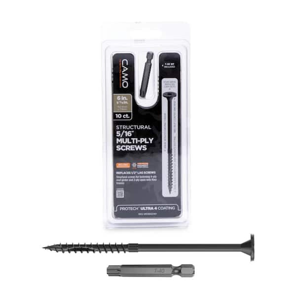 CAMO 5/16 in. x 6 in. Star Drive Flat Head Multi-Purpose + Multi-Ply Structural Wood Screw - Exterior Coated (10-Pack)