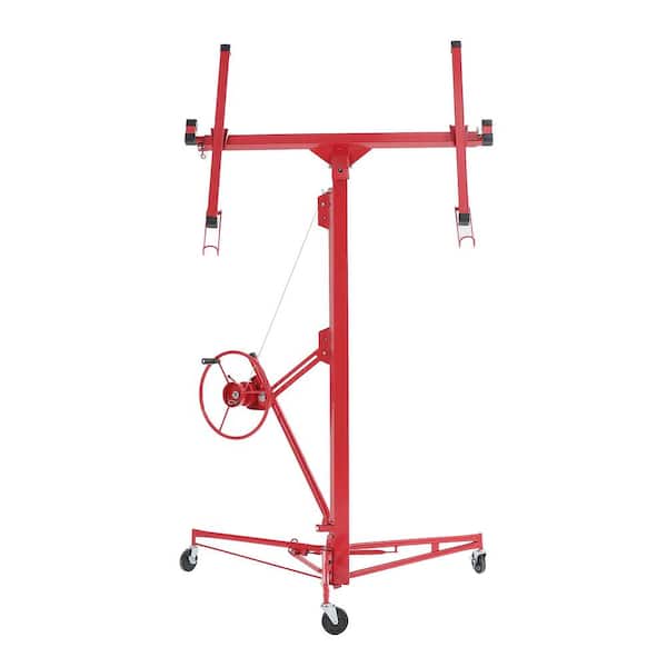 maocao hoom 54 in. x 54 in. Trowel 16 ft. Drywall Panel Hoist Jack Lifter Drywall Lift Panel Lift in Red