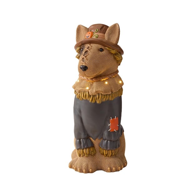 2.5 ft Halloween Classics Hand-Painted LED Bull Terrier Scarecrow Greeter