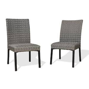 Steel Padded Wicker Outdoor Dining Chair (2-Pack)
