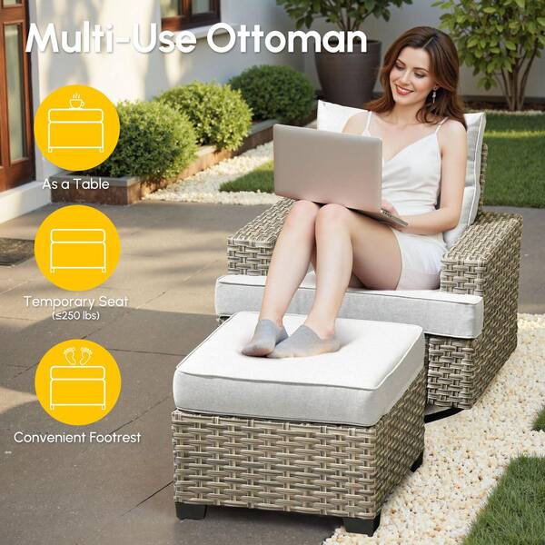 HOOOWOOO Kelleys 10-Piece Wicker Modern Outdoor Patio Conversation