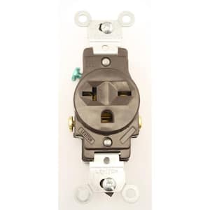 20 Amp Commercial Grade Double-Pole Single Outlet, Brown