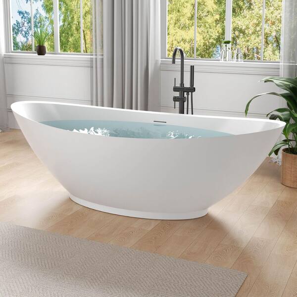 ANZZI Ala Series 74 in. x 34 in. Flat Bottom Solid Surface