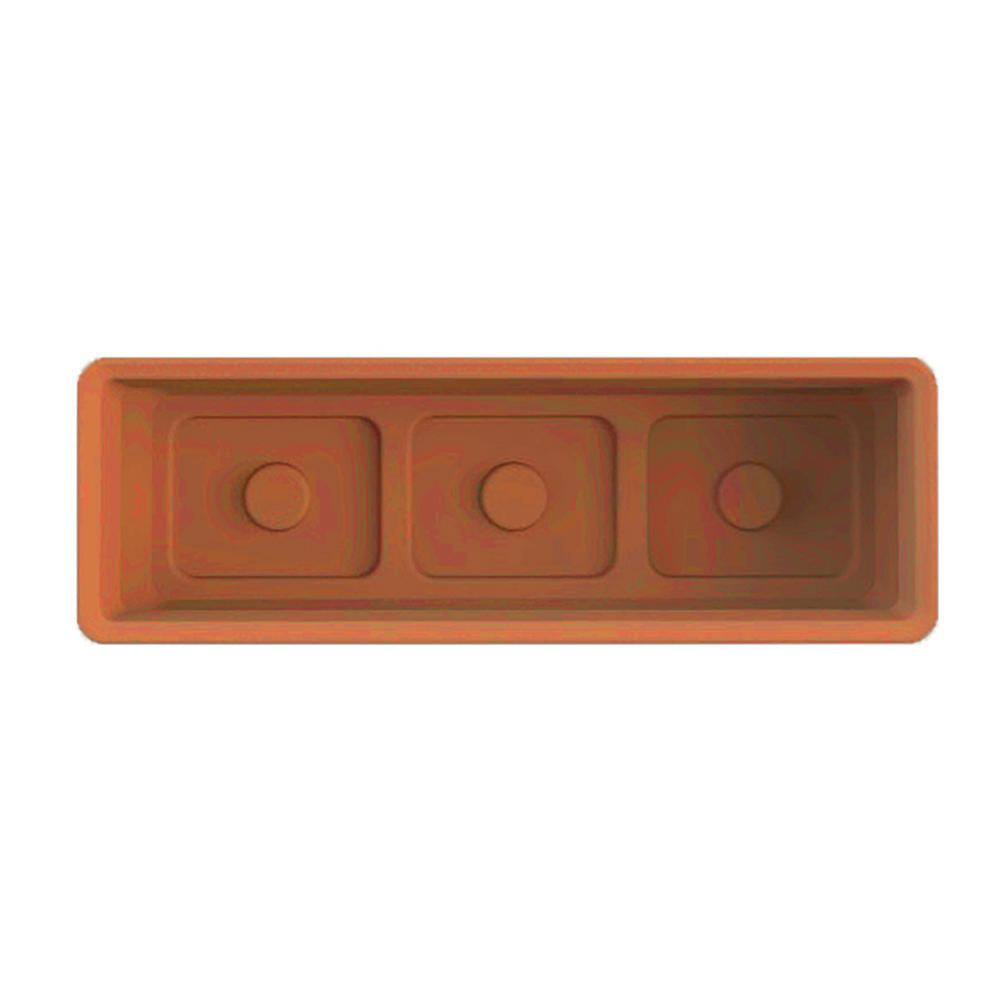 30" Terra Cotta Rectangular Planter with Wrought Iron Stand