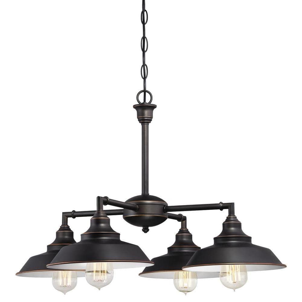 Iron Hill Oil Rubbed Bronze 4-Light Convertible Chandelier