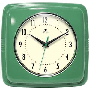 Square Retro Green Wall Clock
