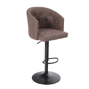 46.06 in. Brown Adjustable Counter Height Swivel Bar Stool with Backrest and Footrest