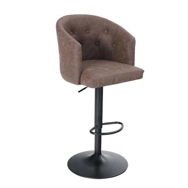 PHI VILLA 46.06 in. Brown Adjustable Counter Height Swivel Bar Stool ...