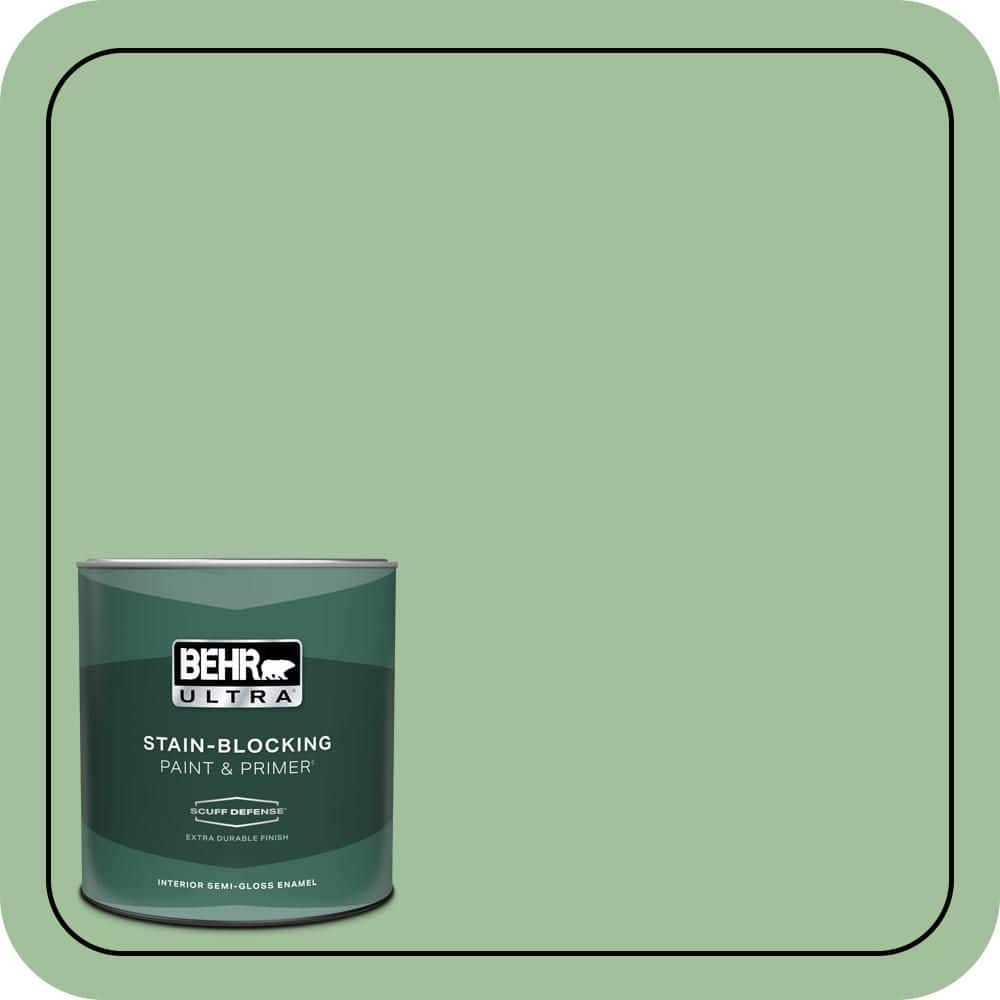 1 qt. #BIC-25 Spring Sprig Extra Durable Semi-Gloss Enamel Interior Paint & Primer price history on PriceWatchPro