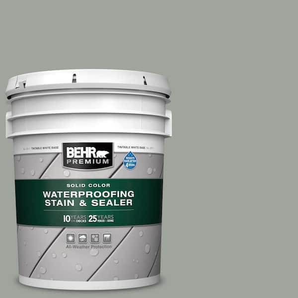 BEHR PREMIUM 5 gal. #710F-4 Sage Gray Solid Color Waterproofing Exterior Wood Stain and Sealer