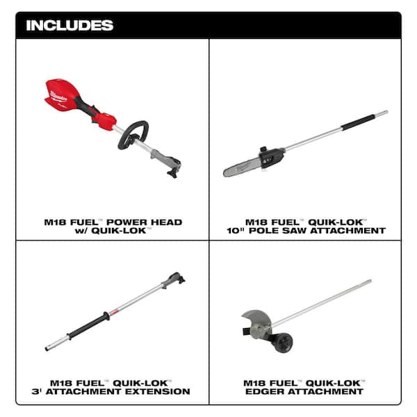 M18 FUEL 18V 10 in. Brushless Cordless Battery Powered QUIK-LOK Pole Saw w/ Edger Attachment
