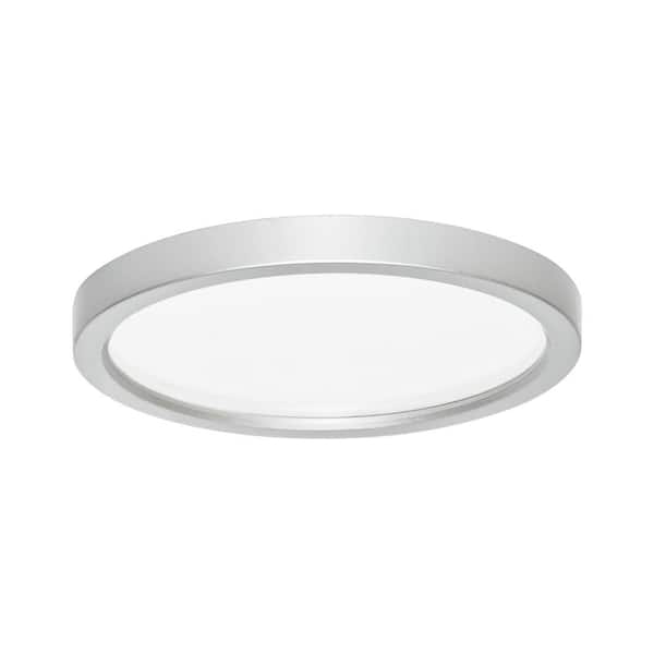 AMAX LIGHTING - Slim Disk Round Smdl 5.5 in. Nickel Surface Mount Ceiling Light 3000K Warm White Recessed Integrated Led Trim Kit