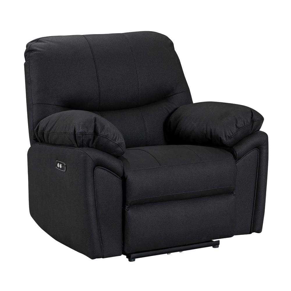 FC Design Overstuffed Black Palomino Fabric Electric Reclining Chair ...