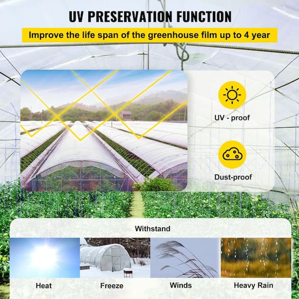 VEVOR 12 ft. x 25 ft. 6 Mil Greenhouse Film UV Resistant Superior