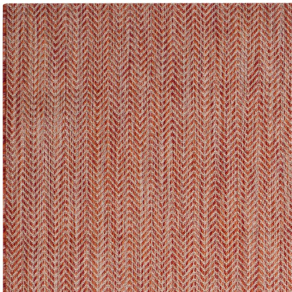 Terracotta and Beige Chevron Outdoor Area Rug