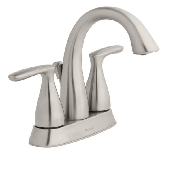 Glacier Bay Meansville 4 in. Centerset Double-Handle Bathroom Faucet in Brushed Nickel